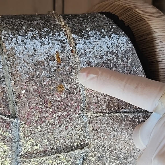 DEMONIA STACK 301G SIZE 8 SILVER GLITTER BOOTS - Picture 8 of 14